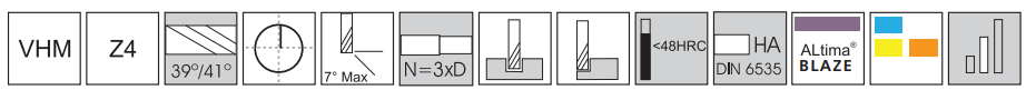 6 mm TuffCut XT 277 Series 4 Flt Vari Helix Endmill 39 deg / 41 deg